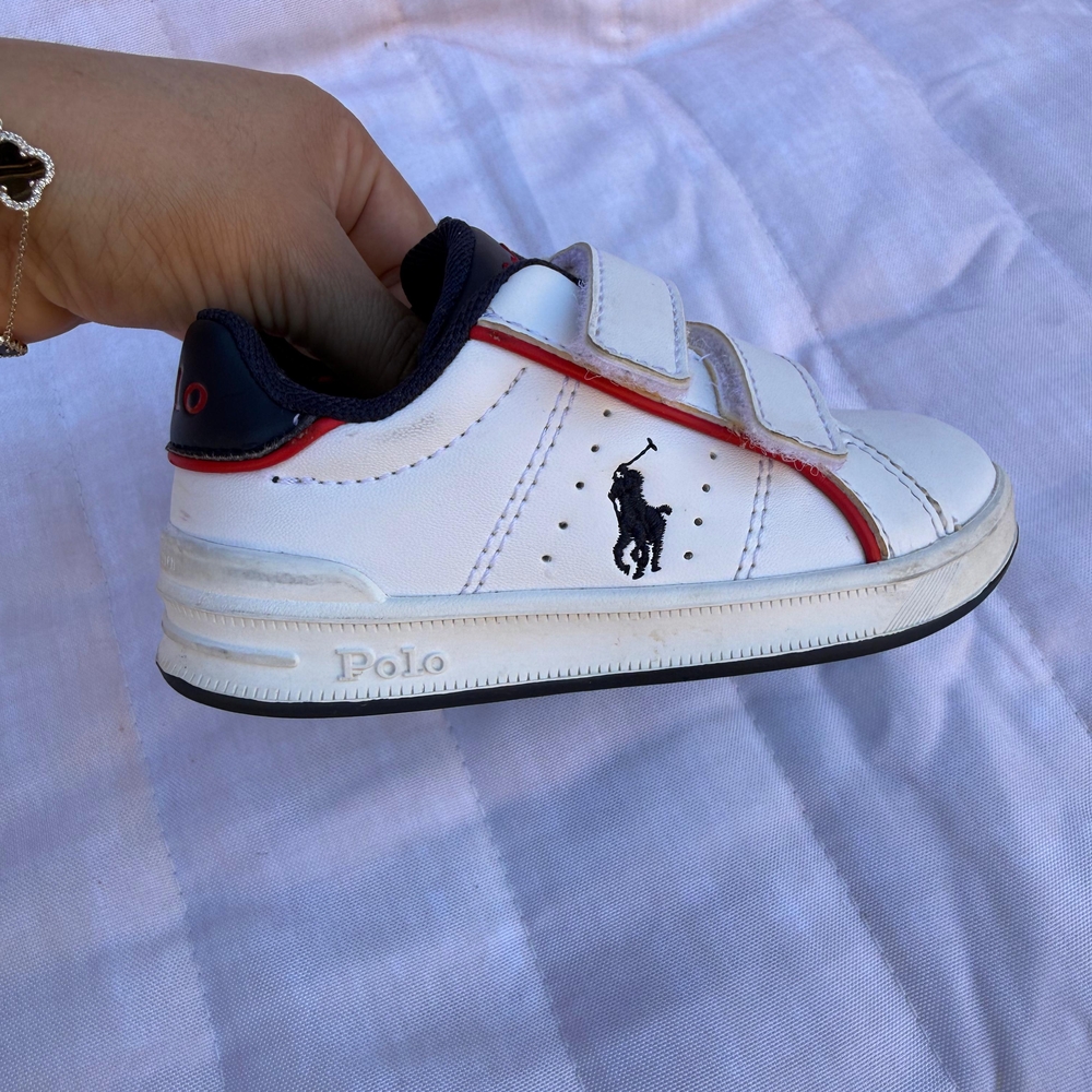 Polo by Ralph Lauren Kids Sneakers in White and Navy with Red Accents